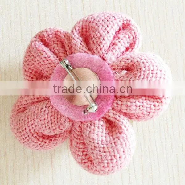 crochet knitting flower with pin for dress/cloth/apparel
