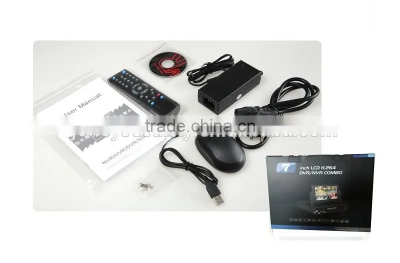 330 degree angle Embedded LINUX 7 inch Monitor P2P CCTV Security H 264 8CH NVR