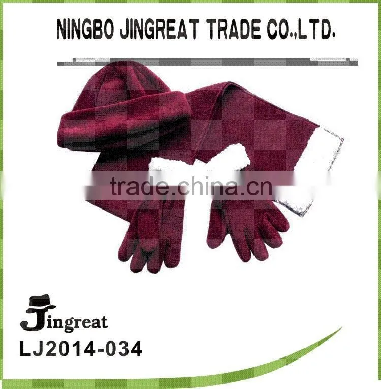 girls fleece set hat scarf and gloves beret hat scarf gloves