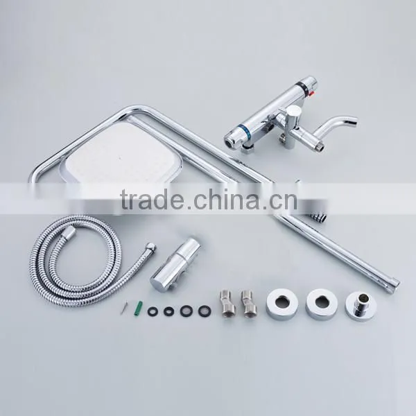 luxury double handle 8 inch rainfall shower head thermostatic bath shower faucet set