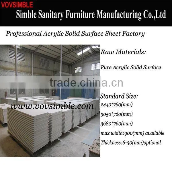 Repairable pure Acrylic Solid Surface Sheet,acrylic marble sheet