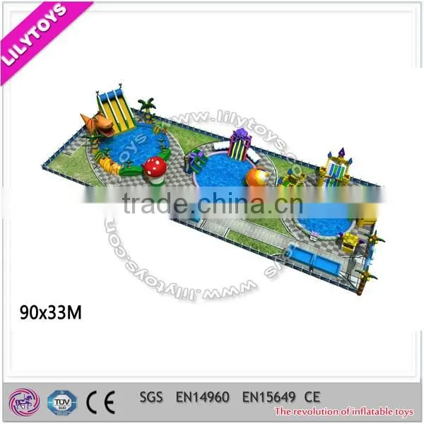Luxury crazy inflatable water park/lake beautiful park/ inflatable mobile park for commercial