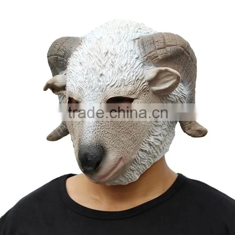 Halloween Costumes Rubber Animal Goat Full Head Latex Mask for Women
