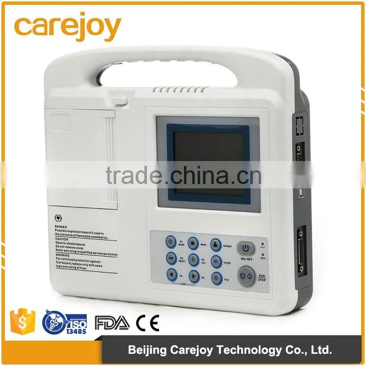 CE&ISO OEM service white 7 inch color screen 3 channel ekg machine portable