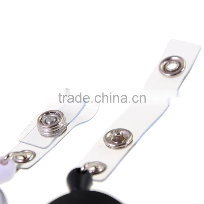 White PC Carabiner Style Retractable Key ID Card Badge Key Reel Holder Belt Clip