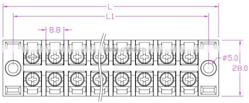 TB-3XXYYCP Series Panel Mount 15A-25A-35A 300V Fixed Terminal Block