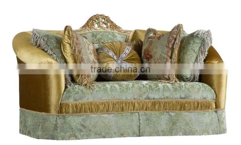 Fresh green color flower pattern fabric living room furniture sofa set
