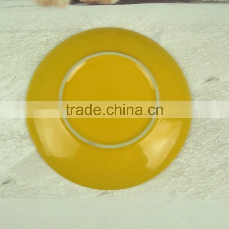 ceramic type children plate with cartoon decal and soild color