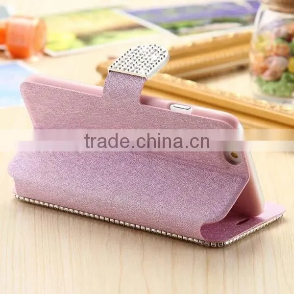 Full Diamond flip leather phone case for iPhone7, PU card slot leather back cover for iPhone 7 plus