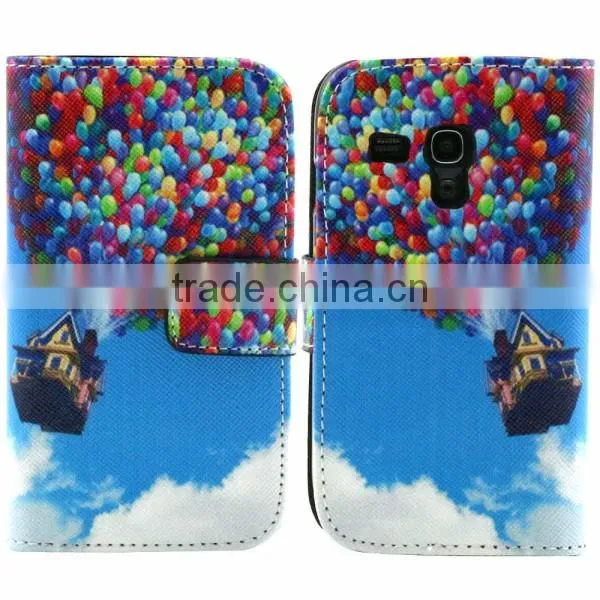Cheap PU leather phone case flip leather holster protective back covers for samsung 8190
