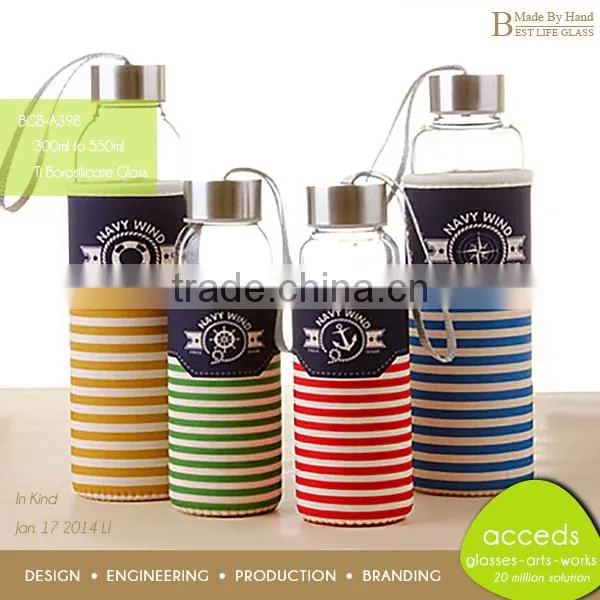 Custom Heat Resistant Glass Sport Drinking Bottle