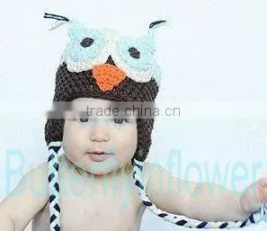 Shocking pink lovely baby crochet hat with flowers New style In stock