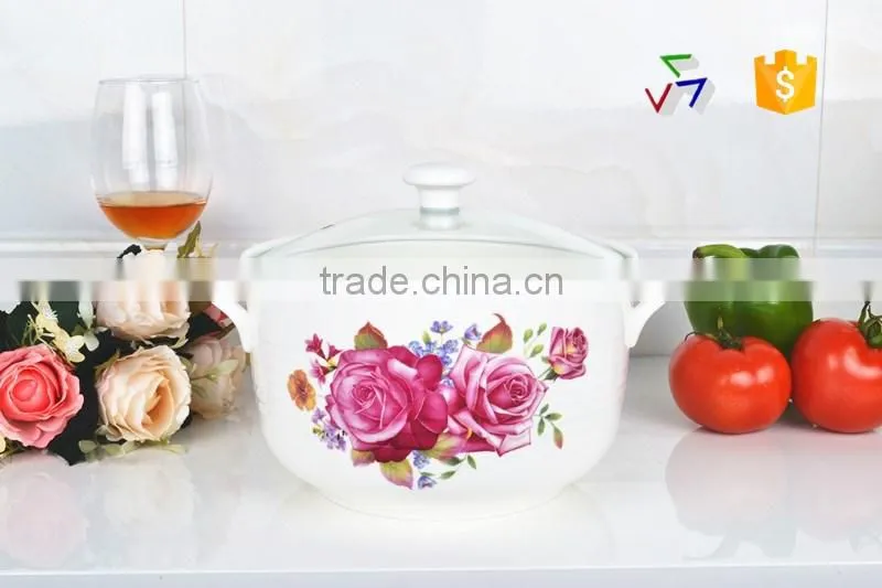 8" Porcelain pot microwave oven with porcelain lid