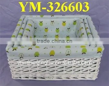 cheap wicker storage basket with pink liners