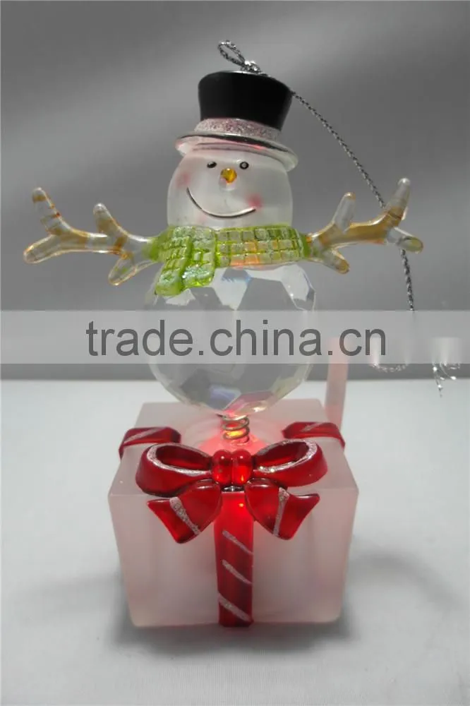 electronic LED light acrylic happy round snowman figurines toys for kids