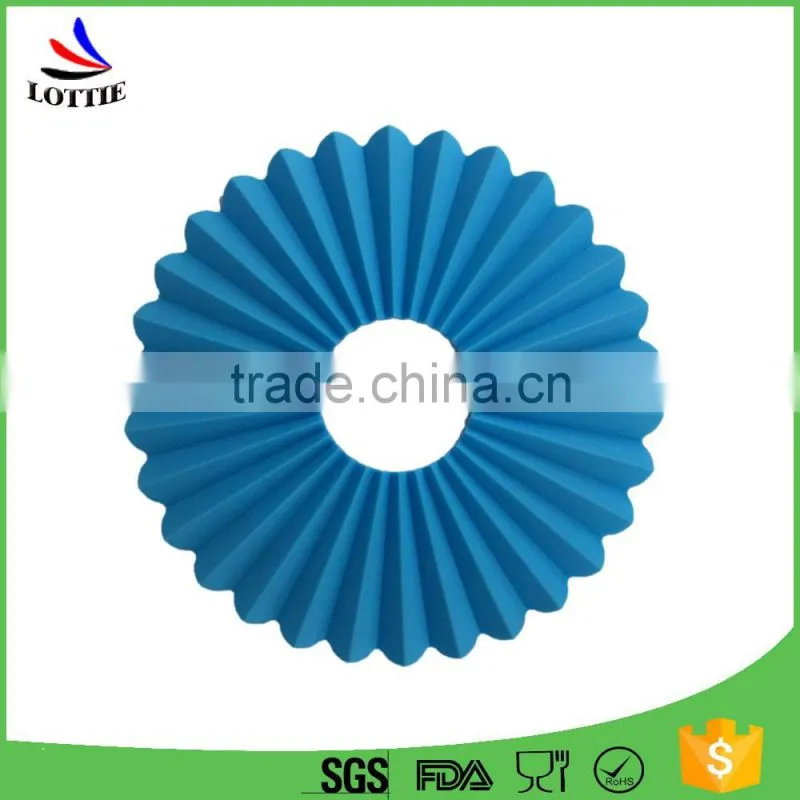 FDA grade wave pattern heat insulation pad meal mat hollow circular silica gel pad
