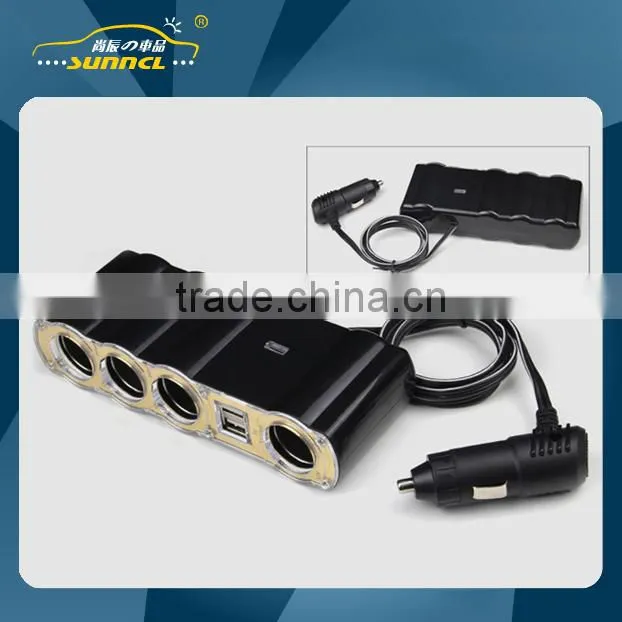2 USB 4 Holes Car Cigarette Lighter Socket Car Adapter Plug