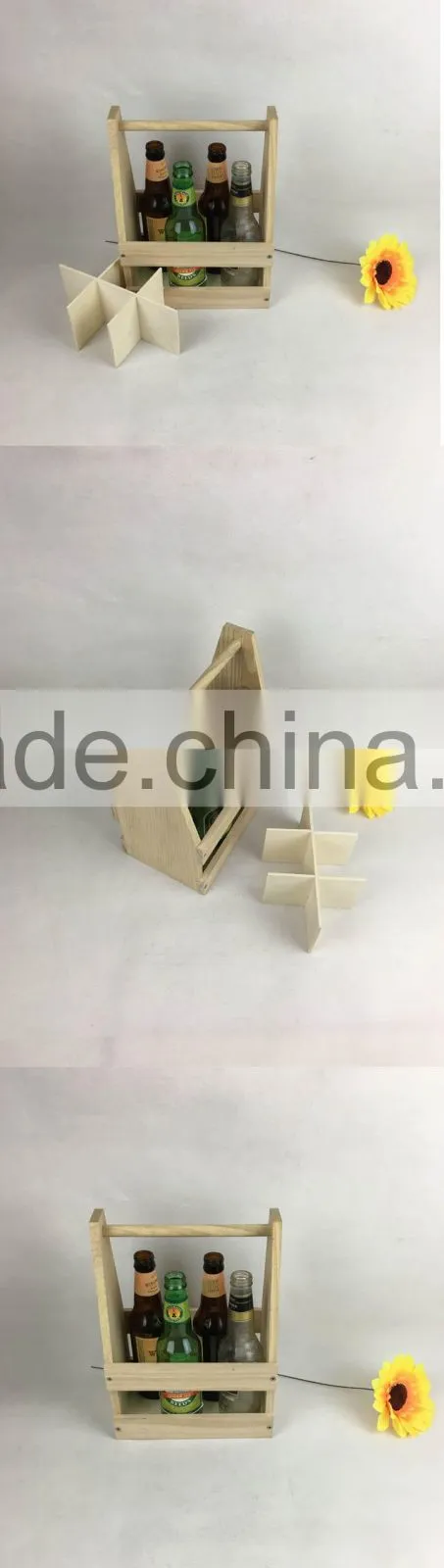 unfinished 4 bottles beer storage crate wooden wine crate
