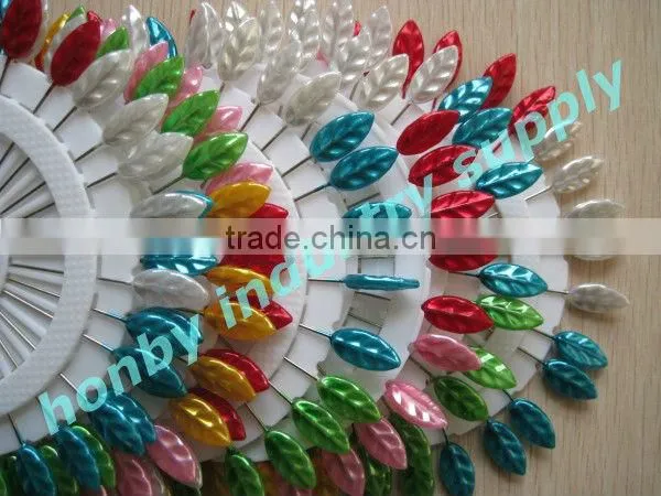 Wheel packing 55mm leaf shaped decorative pearl head pin