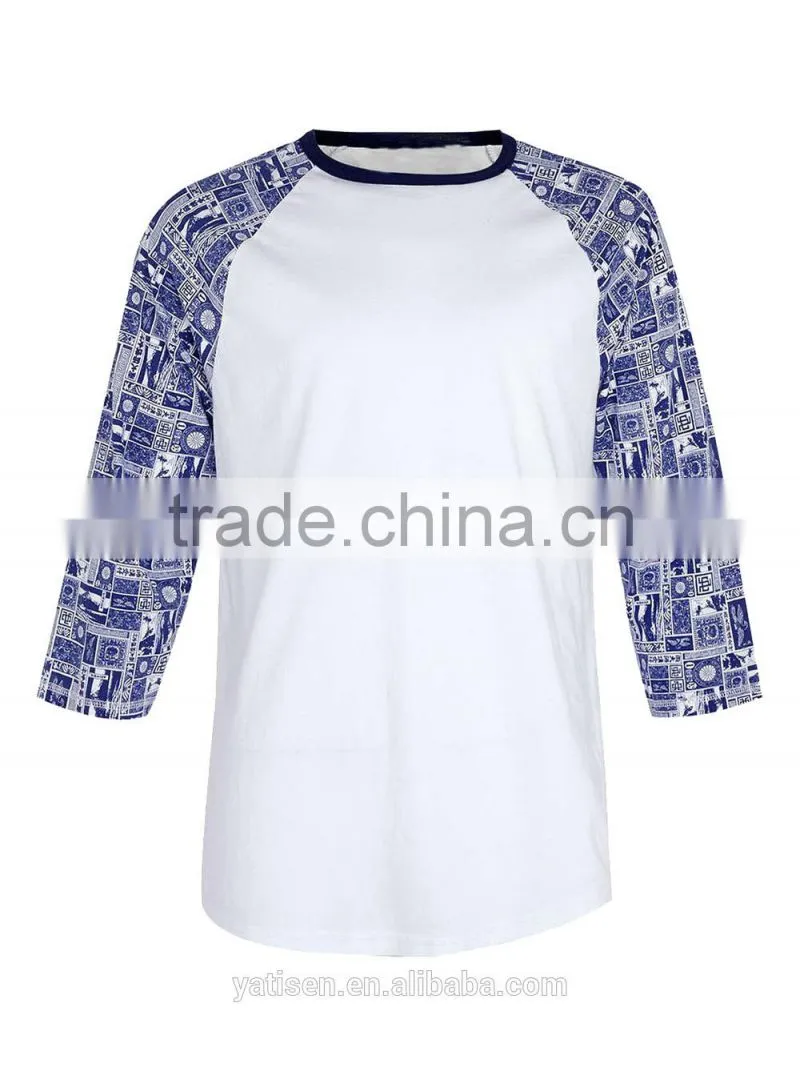stamp pattern printing raglan t shirt pure cotton high quality custom long sleeve shirt for male