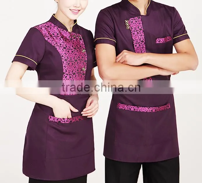 OEM new design Chinese hotel restaurant uniform waiter waitress uniform