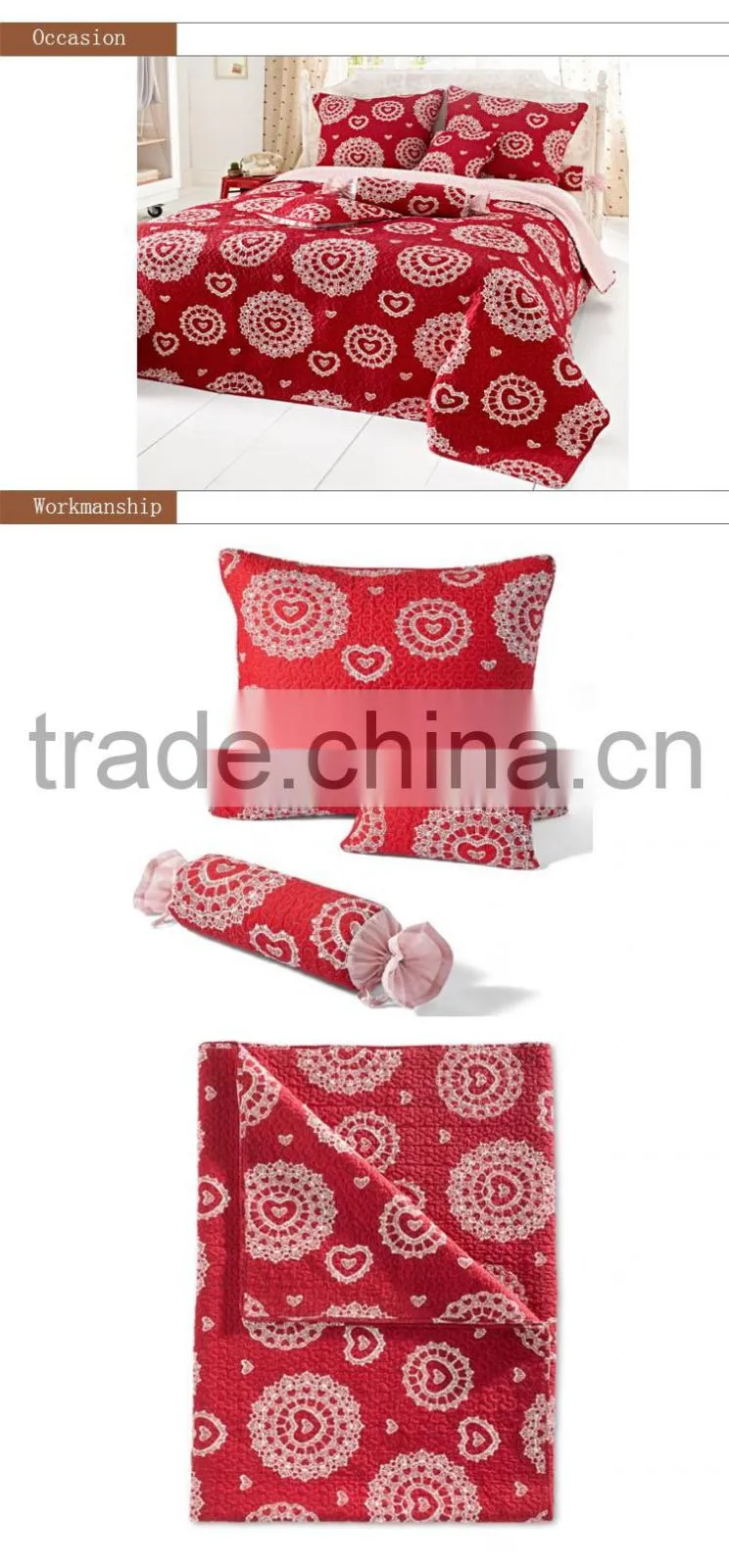 heart print bedspread 100% cotton BSCI providing warm atomsphere