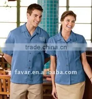 Polyester & Cotton Canteen Service Shirts / Working Shirt / Short Sleeves Worker Shirt