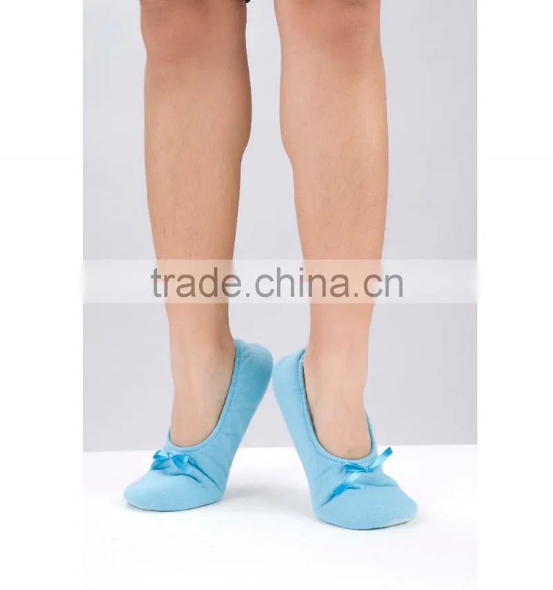 Women terry ballerina slippers with bow