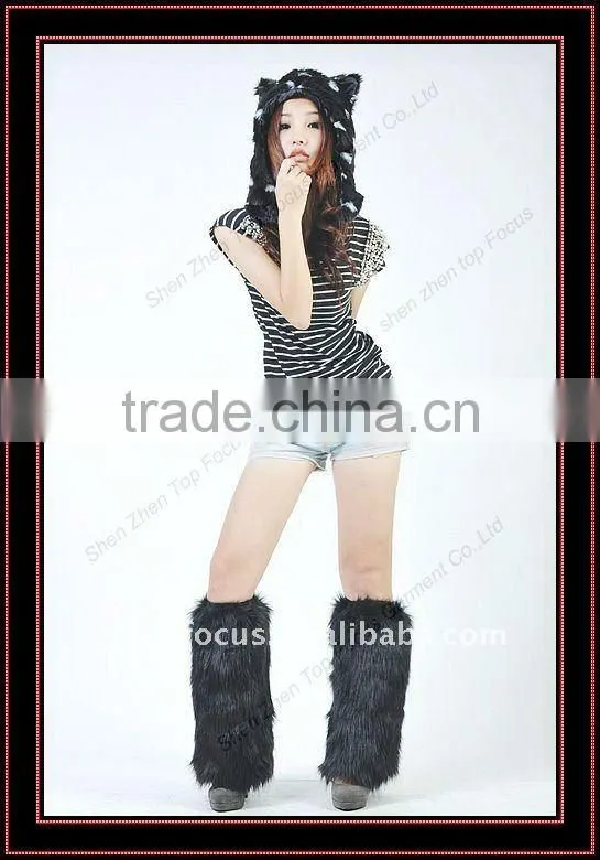 FASHION WINTER ANIMAL HAT WITH FLUFFY LEG WARMER SET