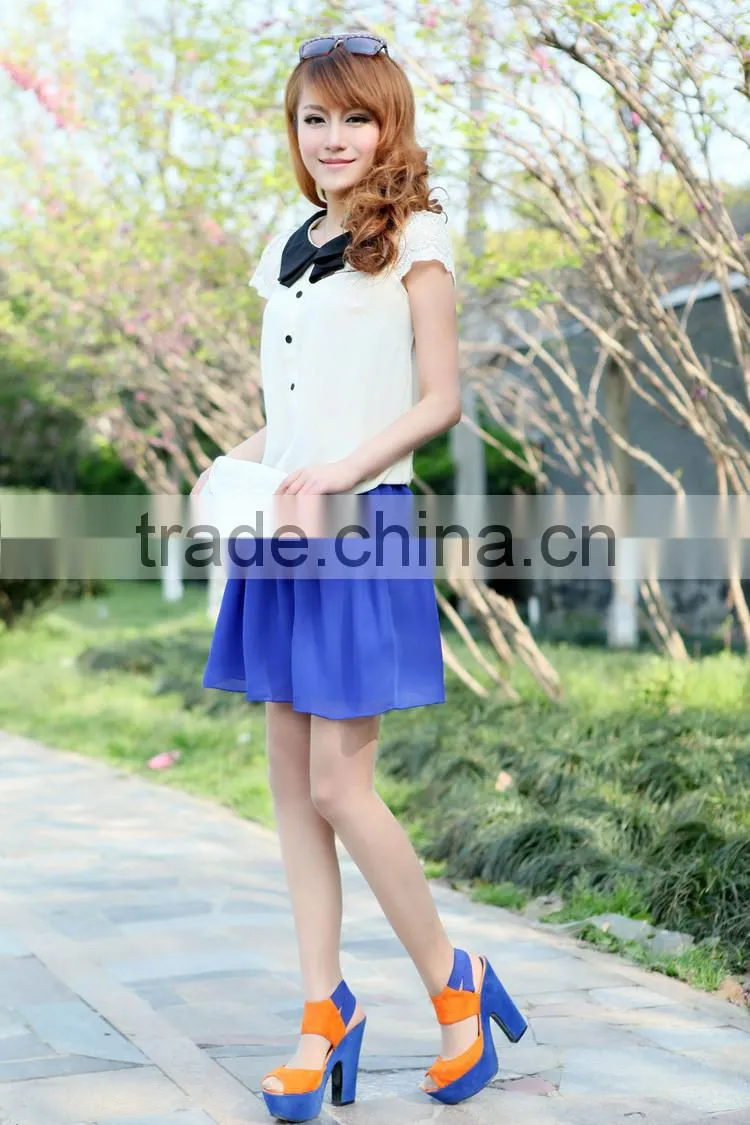 2015 Latest Hot sell Fashion popular girls chiffon mature women short skirt