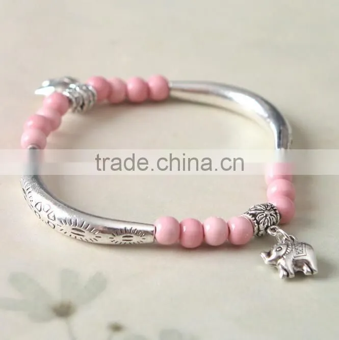 F20028N Wholesale Women Bracelet Natural Stone Beaded Custom Bracelets silver hand chains