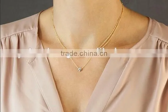 Light weight simple gold triangle bar pentagram pendant metal infinity women layer in necklace fashion jewelry jewellry
