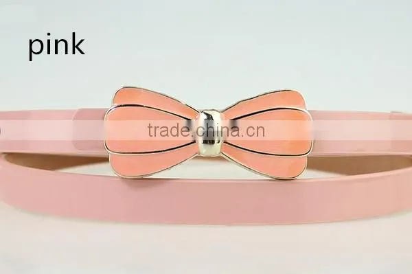 new arrival fashion design high quality with flower design alloy metal buckle women slim PU leather belt
