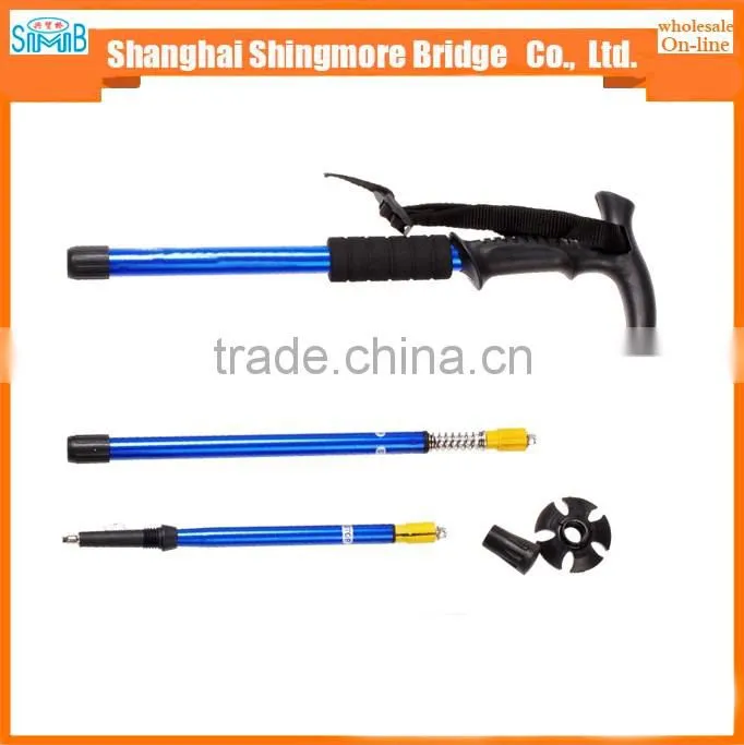 cheap wholesale high quality 4 section aluminium alloy hiking stick
