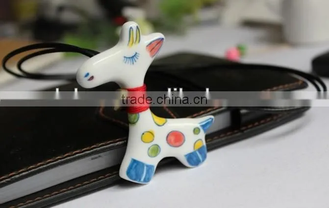 Ceramic Pendant Vintage Necklace Yiwu Sweater Pendants,Porcelain Giraffe Gift Hang Decoration Accessory