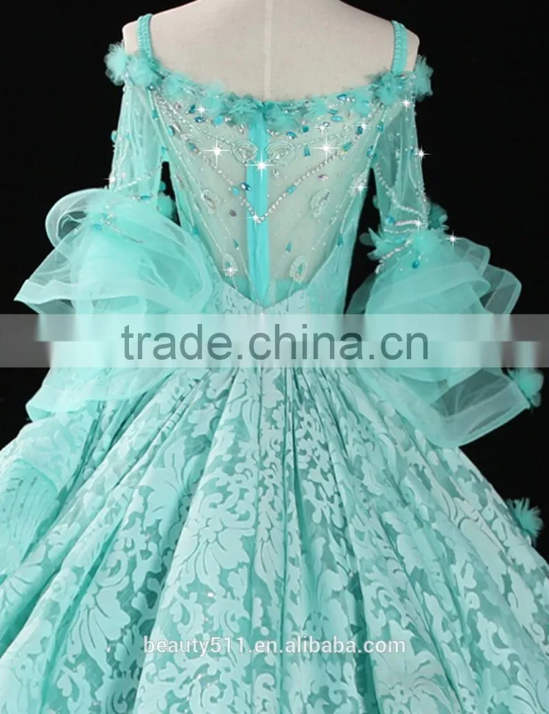 estido De Novia 2018 Luxury Blue Wedding Dress with Flowers Through Back Bridal Gowns Robe Mariage Cap Sleeve Wedding Dress F143