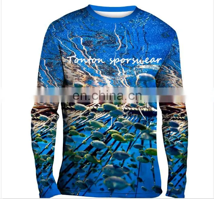 OEM Round Neck protection custom functional fishing shirts