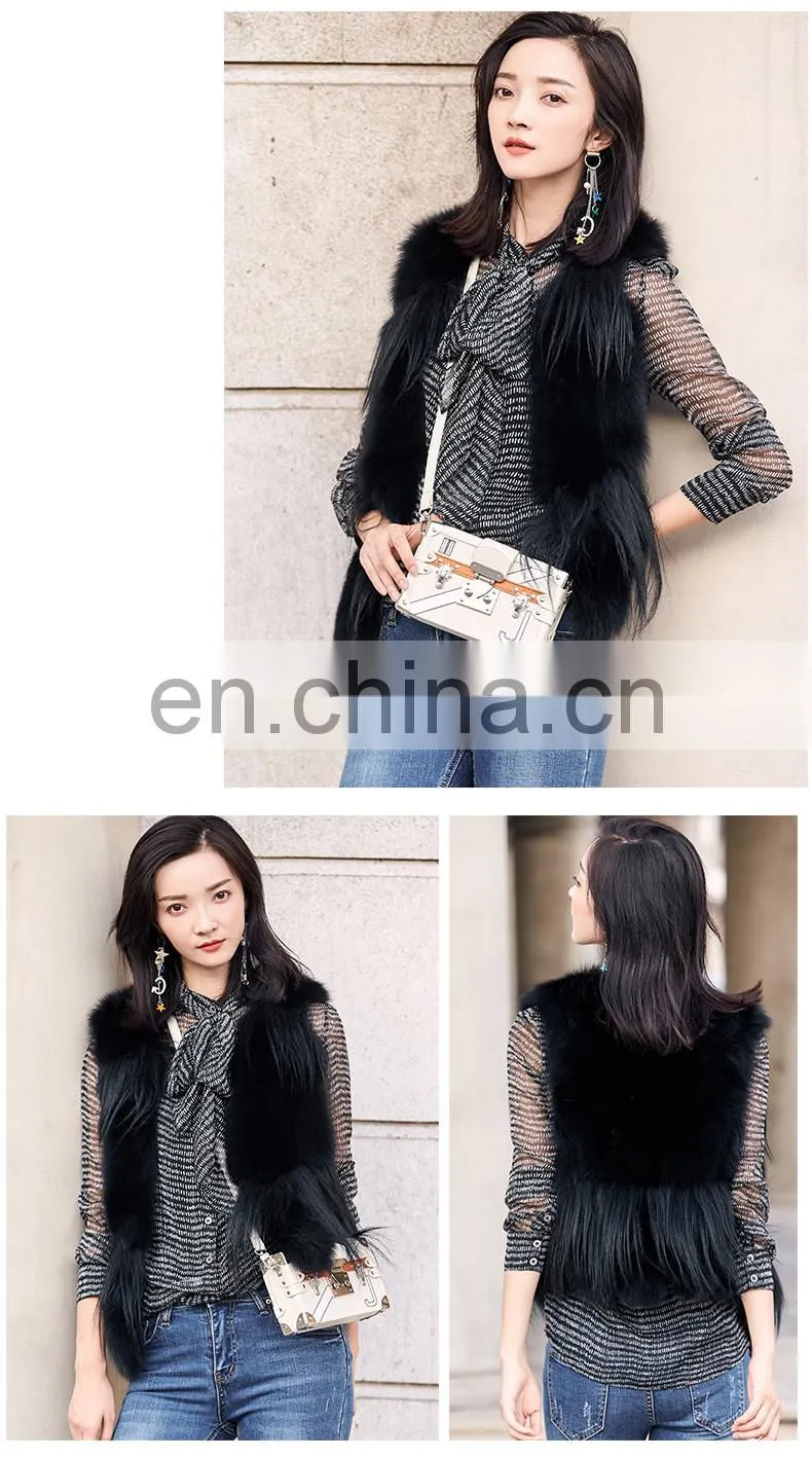 Popular Lovely Fox Fur Vest Beautiful Good Quality Girl Fox Short Fur Vest