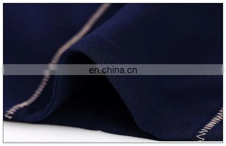 Ladies high quality navy dress above knee, peplum waist dress for fall