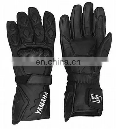 Top quality genuine cow hide leather full Motorbike protection racing gloves.