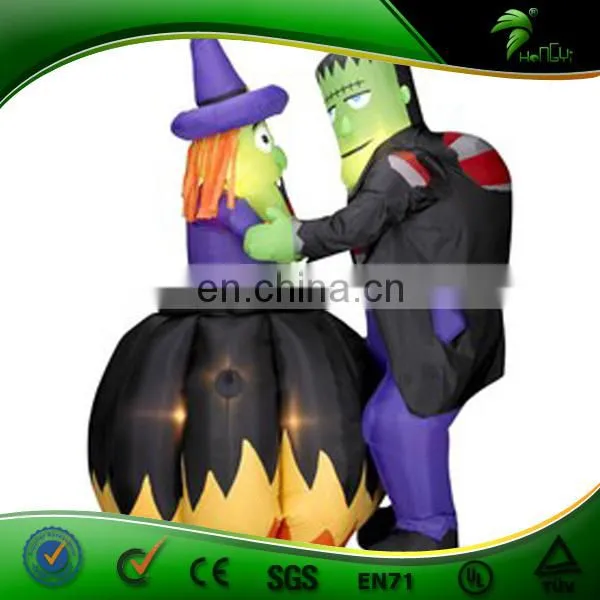 Hot Sale Hongyi Custom Halloween Inflatable LED Pumpkin Model, Cat Balloon and Ghost for Event