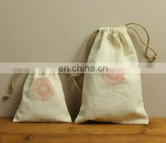 custom muslin cotton small canvas drawstring bag canvas pouch wholesale