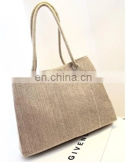 High Quality Grey Color Linen Personalized Office Ladies Bag Woman Shoulder Bag