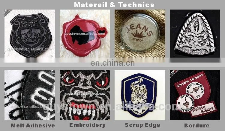 custom Laser cut overlocking bordure shaped woven badge for uniform garment
