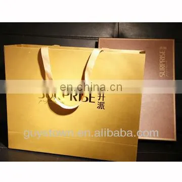 custom printed logo golden & silver paper reusable shopping bag for promotion