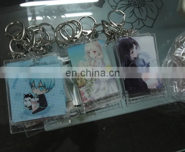 Made in China rectangle transperant acrylic keychain photo insert