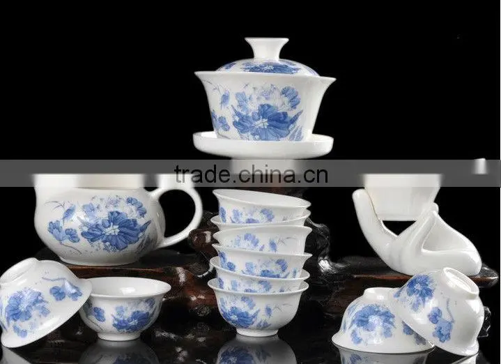 Bird Design Ceramic Tea Set Suit Porcelain Teaset 14 Pcs