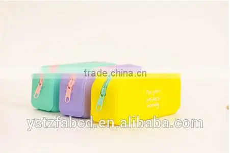 2016 Newest Gift Use and Pencil Bag factory supply printed logo custom Silicone pencil case