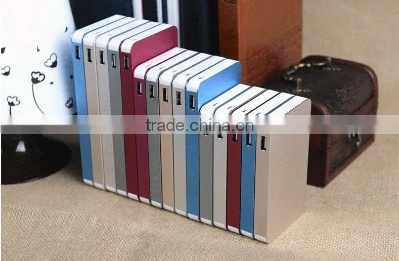 2014 Newly super thin power bank 10000mah with Three anti cell phone charger