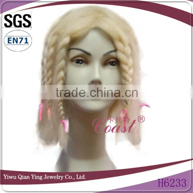 short platinum blonde braid party synthetic hair wig
